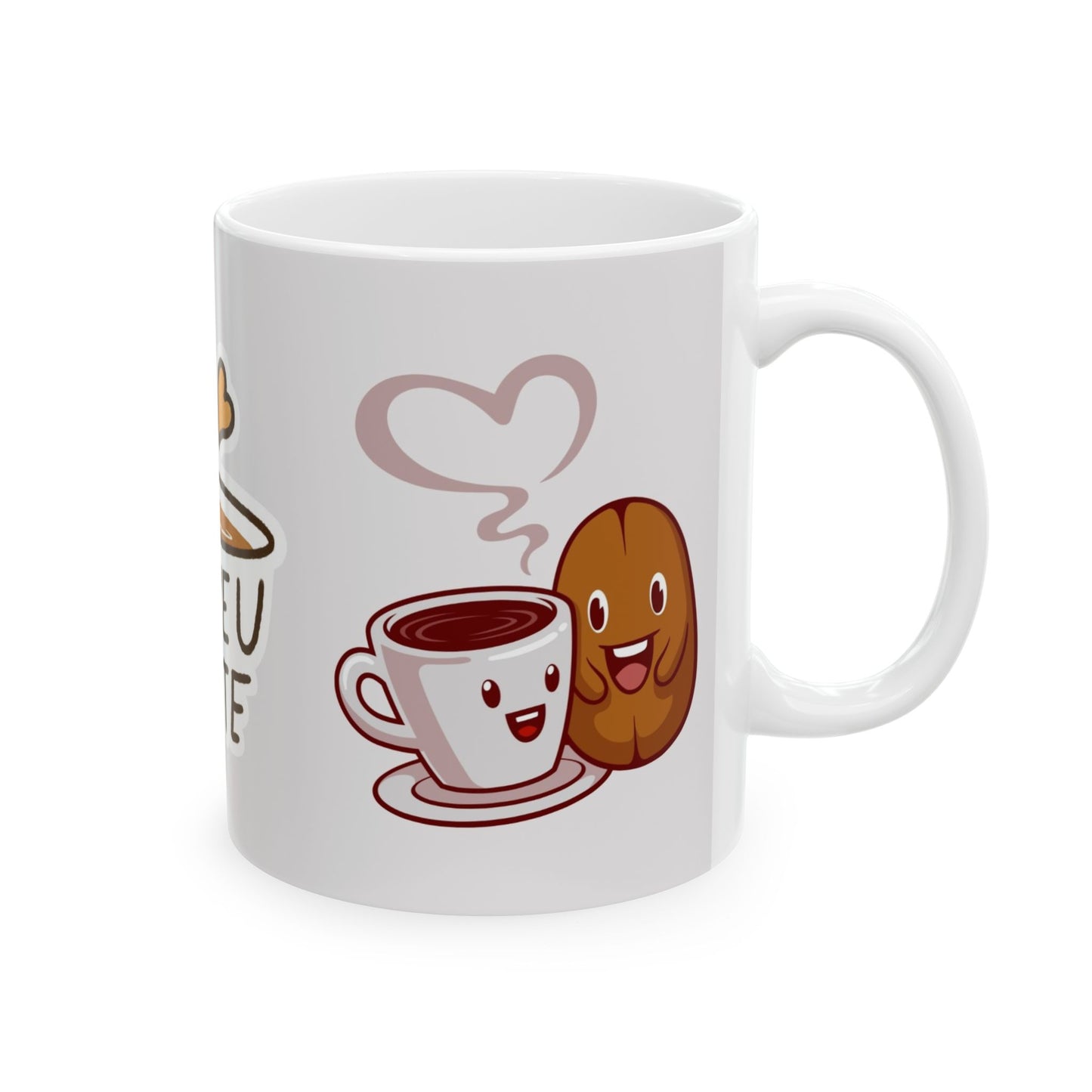 Cute Coffee Lover's Ceramic Mug, I Love U a Latte Cup, Gift for Coffee Lovers, Fun Mug for Home & Office, Adorable Drinkware