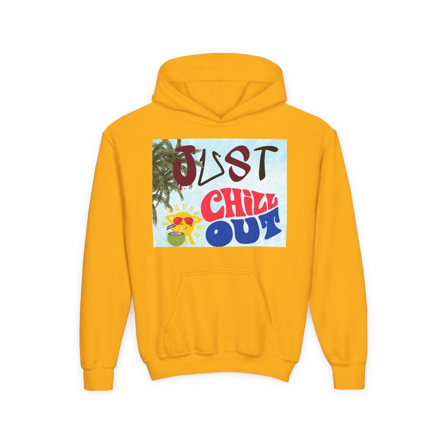 Youth Hoodie with 'Just Chill Out' Design, Relaxed Hooded Sweatshirt for Kids, Cozy Youth Apparel, Gift for Youngsters, Perfect for [...]