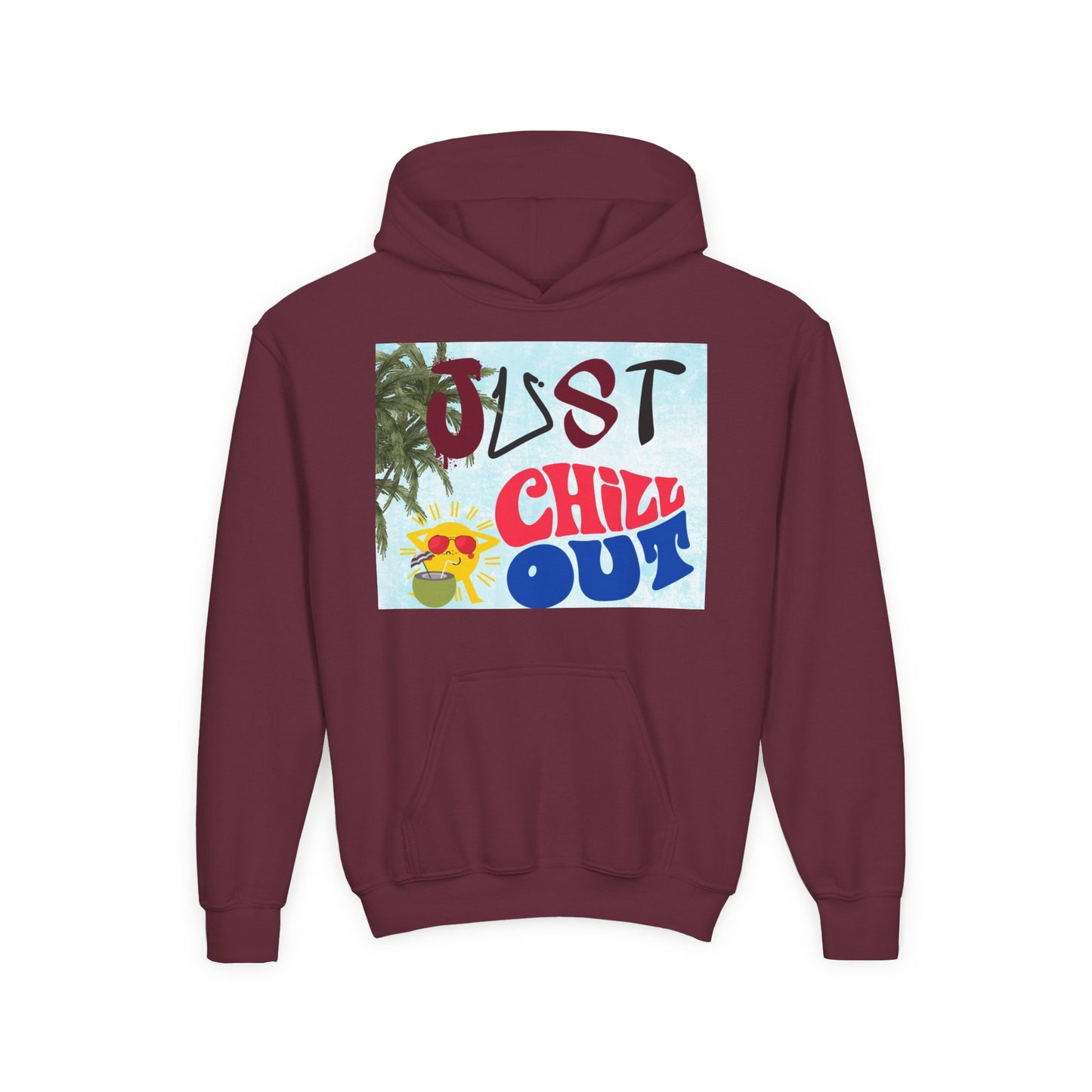 Youth Hoodie with 'Just Chill Out' Design, Relaxed Hooded Sweatshirt for Kids, Cozy Youth Apparel, Gift for Youngsters, Perfect for [...]
