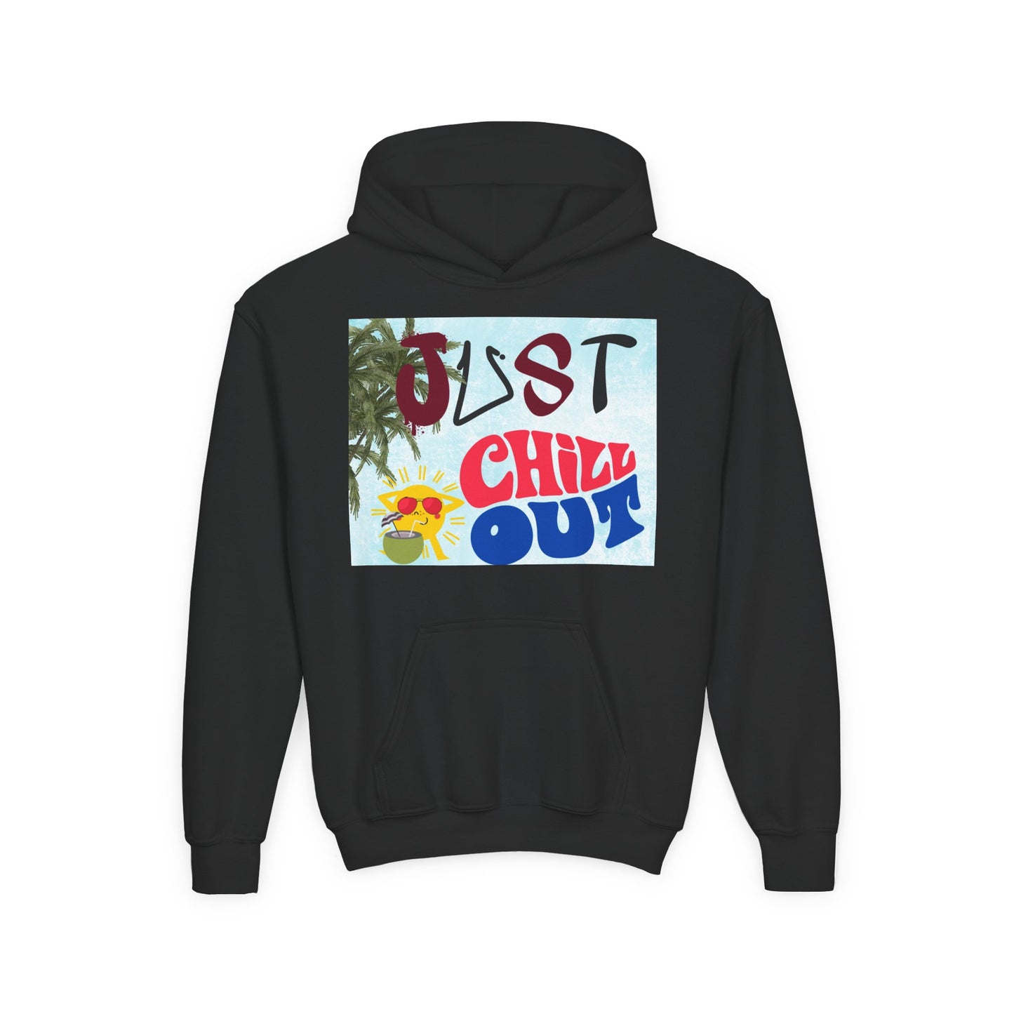 Youth Hoodie with 'Just Chill Out' Design, Relaxed Hooded Sweatshirt for Kids, Cozy Youth Apparel, Gift for Youngsters, Perfect for [...]