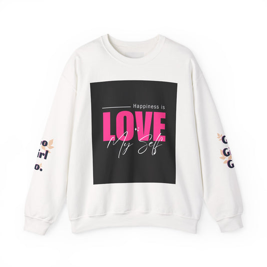 Empowerment Crewneck Sweatshirt - Happiness is Love, Girls, Self-Love, Gift for Her, Cozy Style