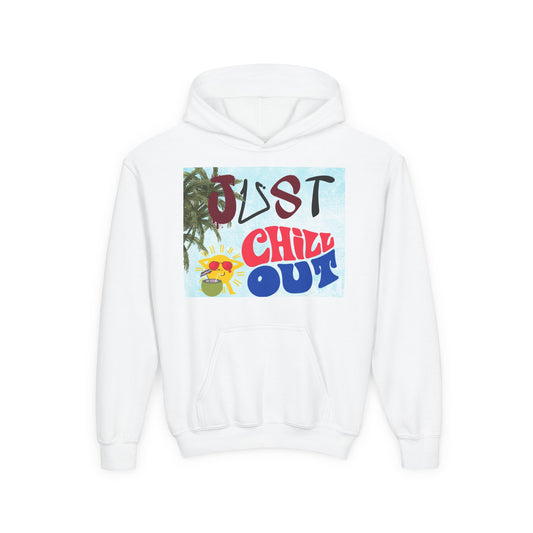 Youth Hoodie with 'Just Chill Out' Design, Relaxed Hooded Sweatshirt for Kids, Cozy Youth Apparel, Gift for Youngsters, Perfect for [...]