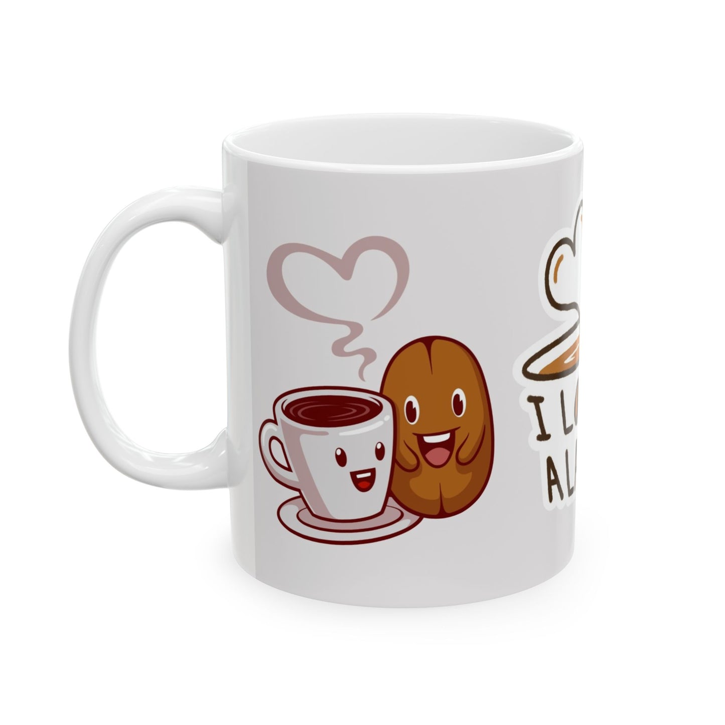 Cute Coffee Lover's Ceramic Mug, I Love U a Latte Cup, Gift for Coffee Lovers, Fun Mug for Home & Office, Adorable Drinkware