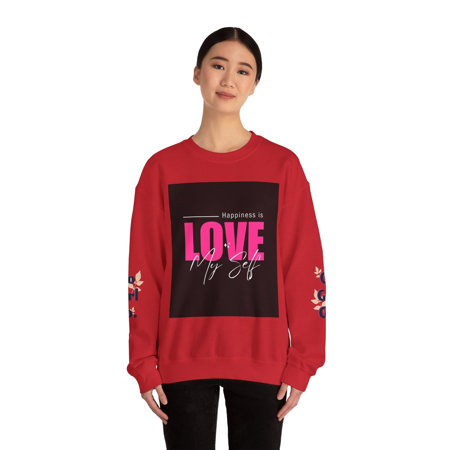 Empowerment Crewneck Sweatshirt - Happiness is Love, Girls, Self-Love, Gift for Her, Cozy Style