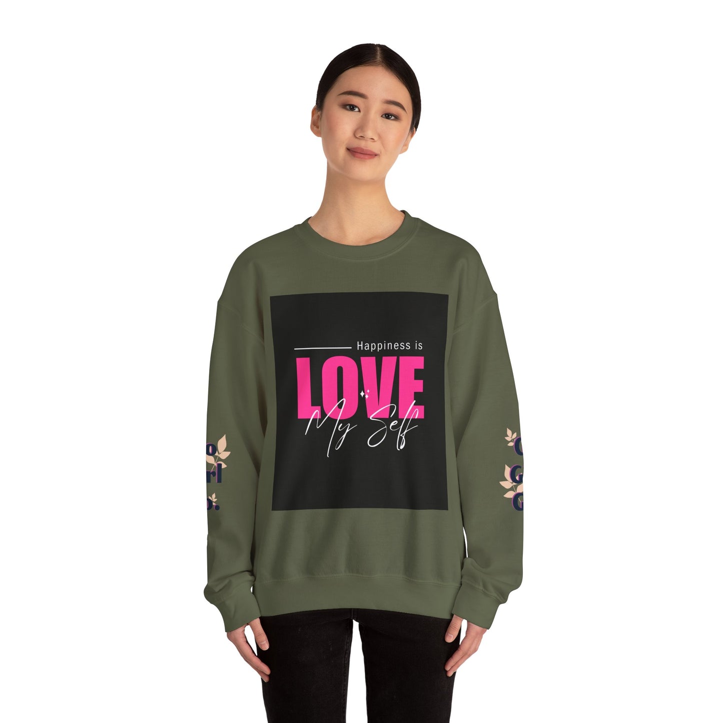 Empowerment Crewneck Sweatshirt - Happiness is Love, Girls, Self-Love, Gift for Her, Cozy Style