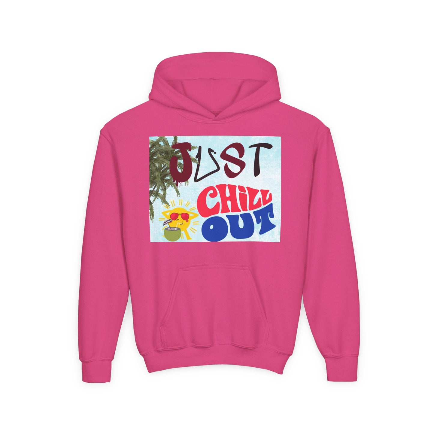 Youth Hoodie with 'Just Chill Out' Design, Relaxed Hooded Sweatshirt for Kids, Cozy Youth Apparel, Gift for Youngsters, Perfect for [...]