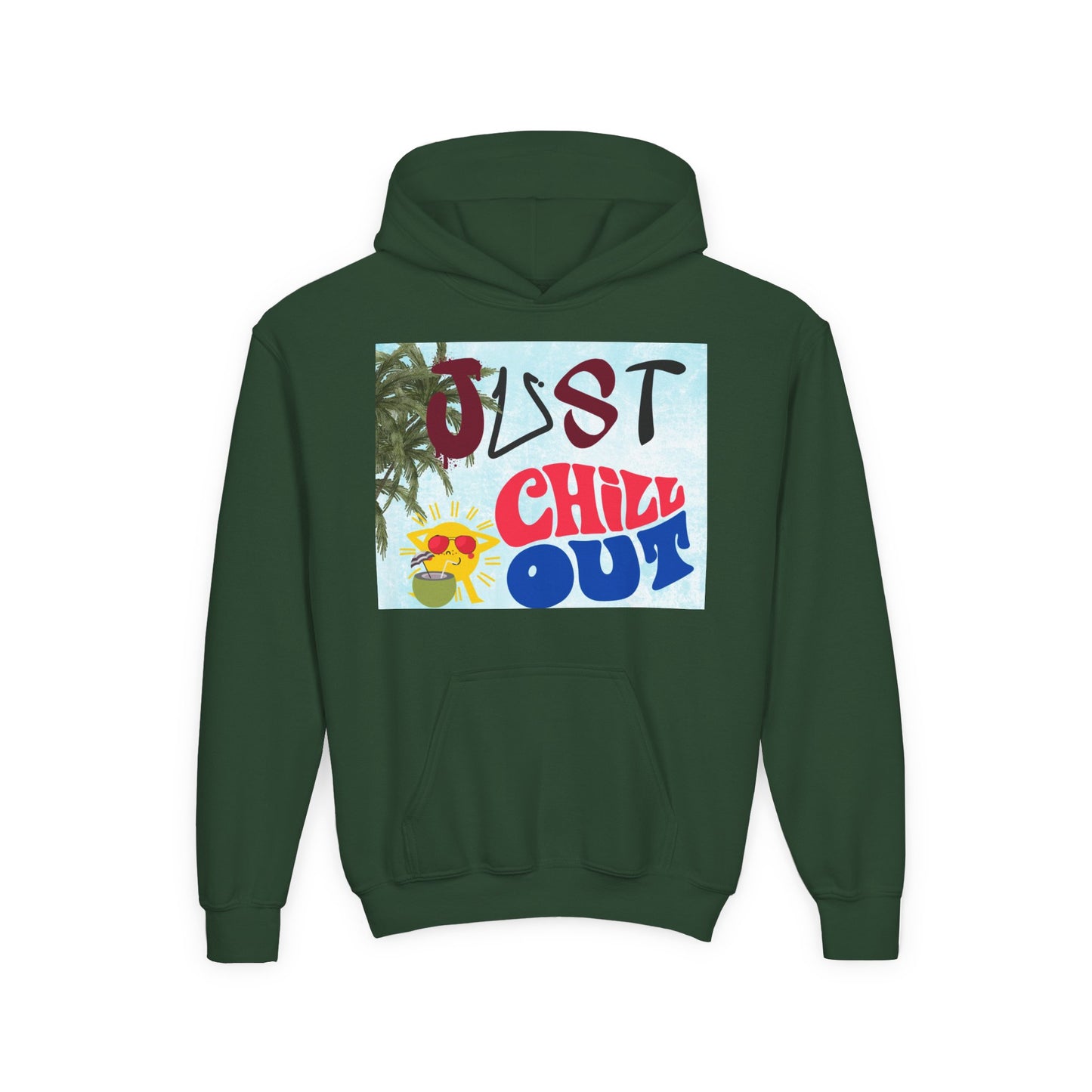 Youth Hoodie with 'Just Chill Out' Design, Relaxed Hooded Sweatshirt for Kids, Cozy Youth Apparel, Gift for Youngsters, Perfect for [...]
